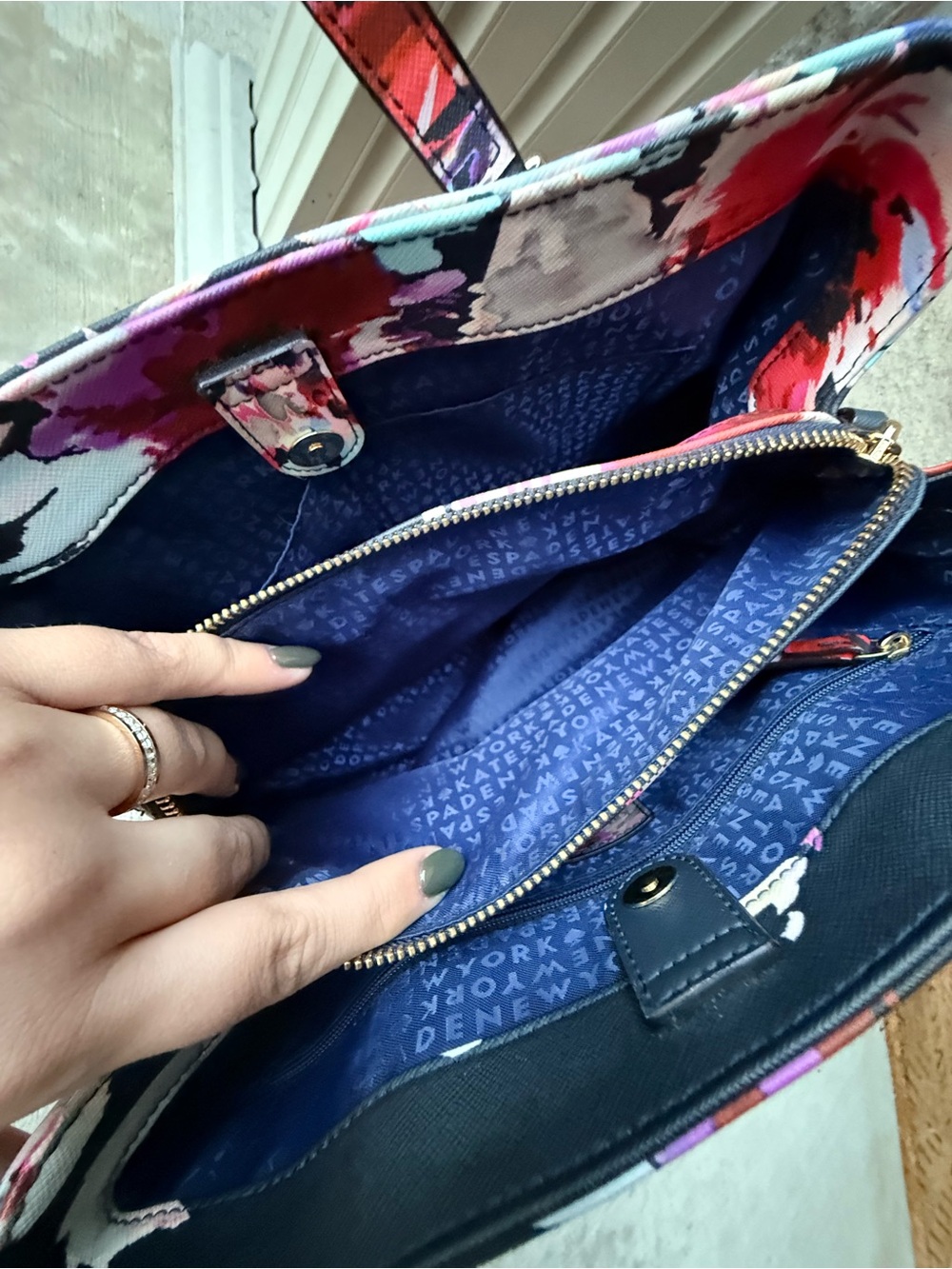 Kate Spade WKRU4751 Floral Satchel Crossbody Navy Multicolour - Picture 7 of 11